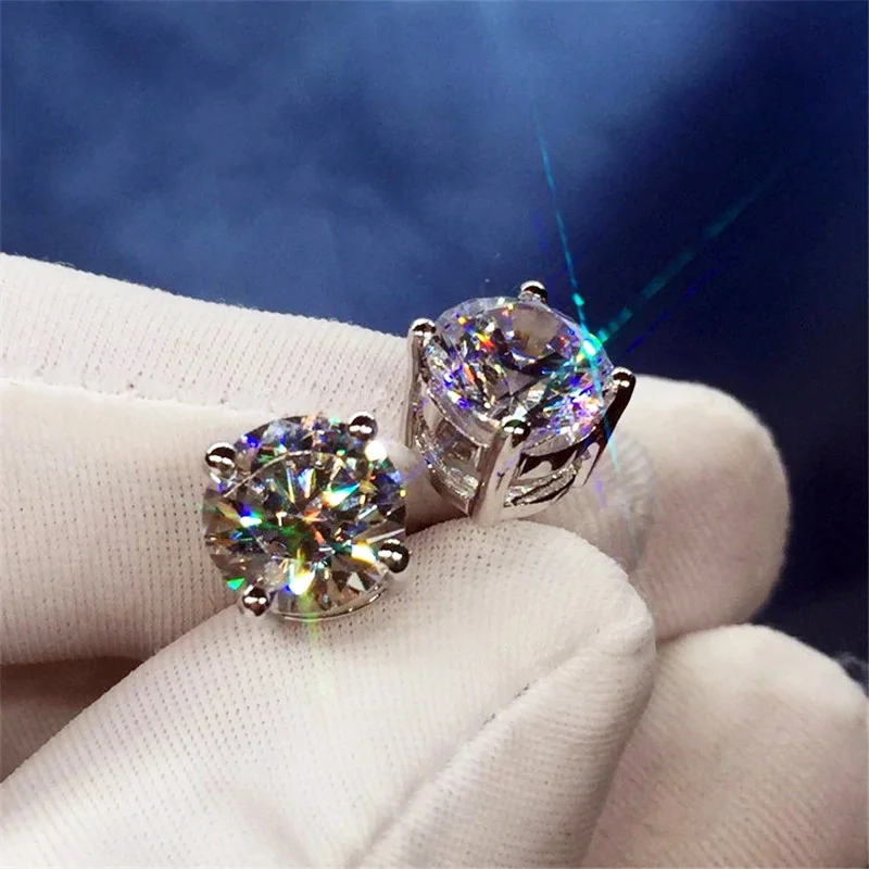 Huitan Round Cubic Zirconia Crystal Stud Earrings Women/Men Daily Wear Accessories Simple Versatile Unisex Earrings Jewelry Gift