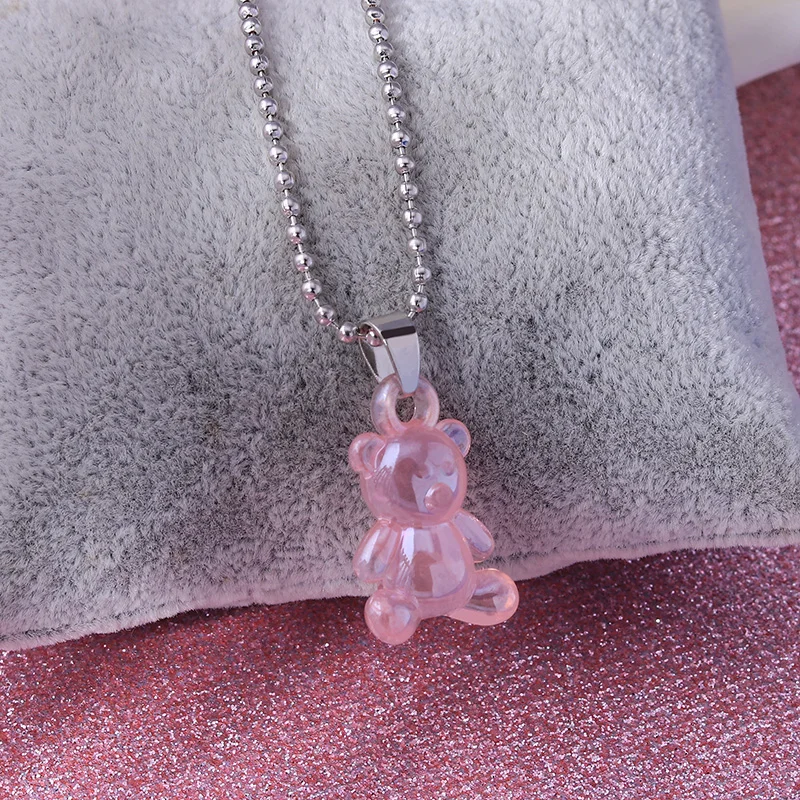 Aihua Candy Farbe Sterne Herzen Gummy Mini Bär Kette Halsketten für Frauen Nette Cartoon Tier Anhänger Schmuck Femme Bijoux Collare – Detail 14