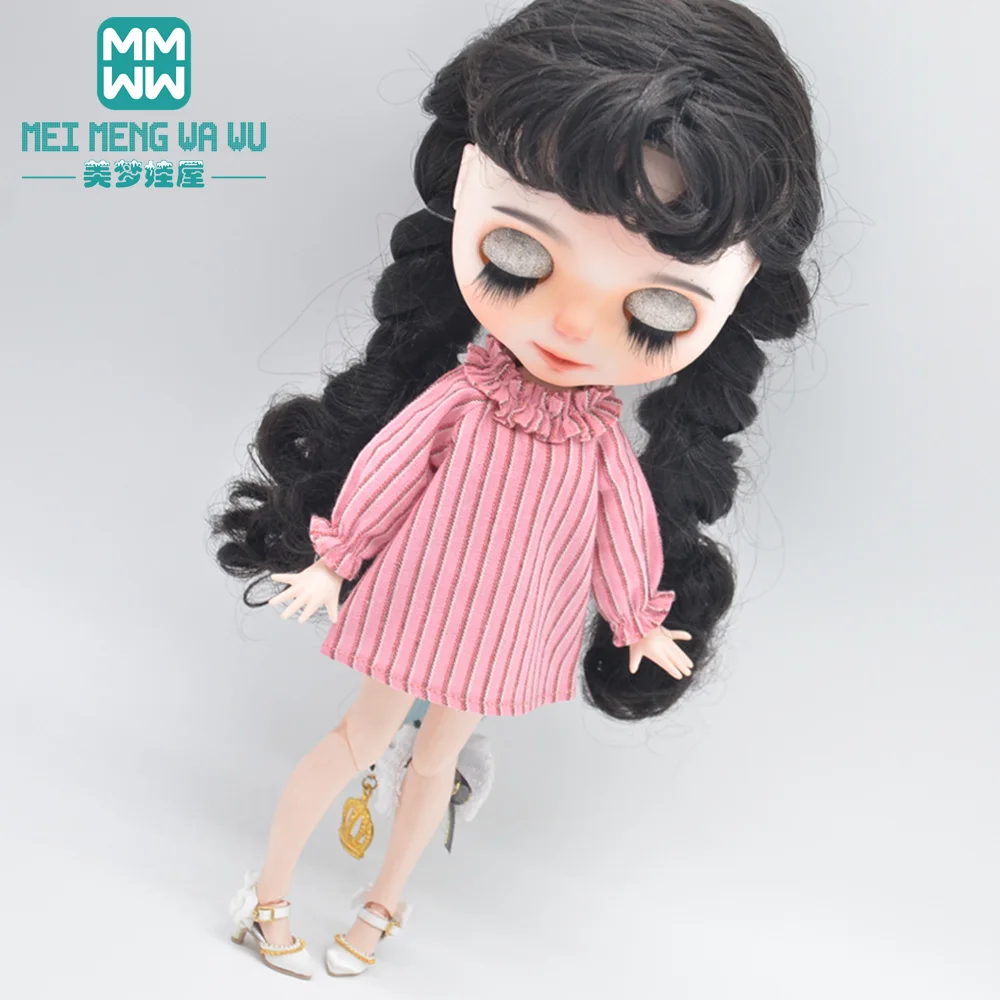 

Fits Blyth Azone OB23 OB24 1/6 doll accessories Fashion striped dress, denim jacket High heels