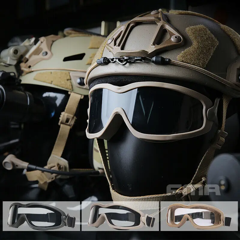 FMA Tactical JT Spectra Goggles for Helmet, Double Layer Lens, Head Wearing