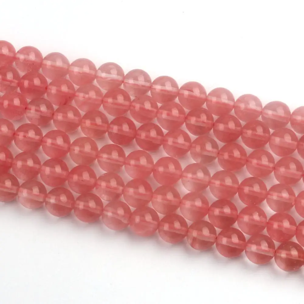 Artificial Round Cherry Quartz Gemstone Loose Beads 4mm 6mm 8mm 10mm For Necklace Bracelet DIY Jewelry Making 15inch Strand