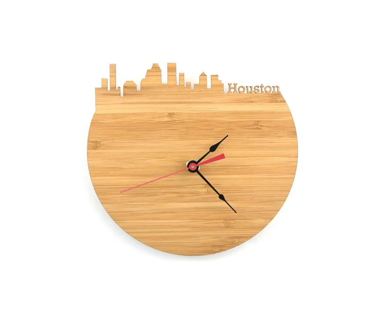 Houston Skyline Wall Clock Living Room Office Wall Wall Table Quartz Clock City Silhouette