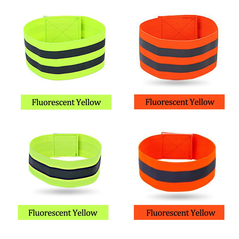 2pcs Reflective Bands Elasticated Armband Wristband Ankle Leg Straps Safety Reflector Tape Straps for Night Walking Biking