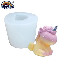 3D Unicorn Candle Mold DIY Candle Plaster Aromatherapy Soap Making Silicone Molds Chocolate Dessert Cake Decorating Tools