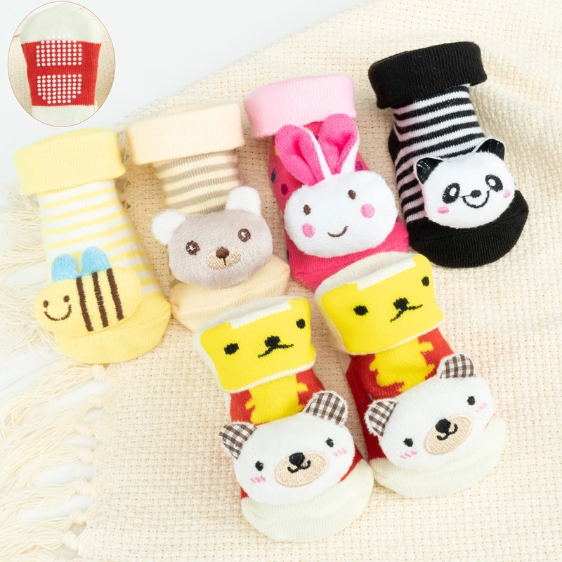 Baby Newborn Socks Floor Non-slip Cotton Cartoon Doll Socks with Baby Soft Cute Boots Toddlers Animal Sock Shoes Baby Girl Socks