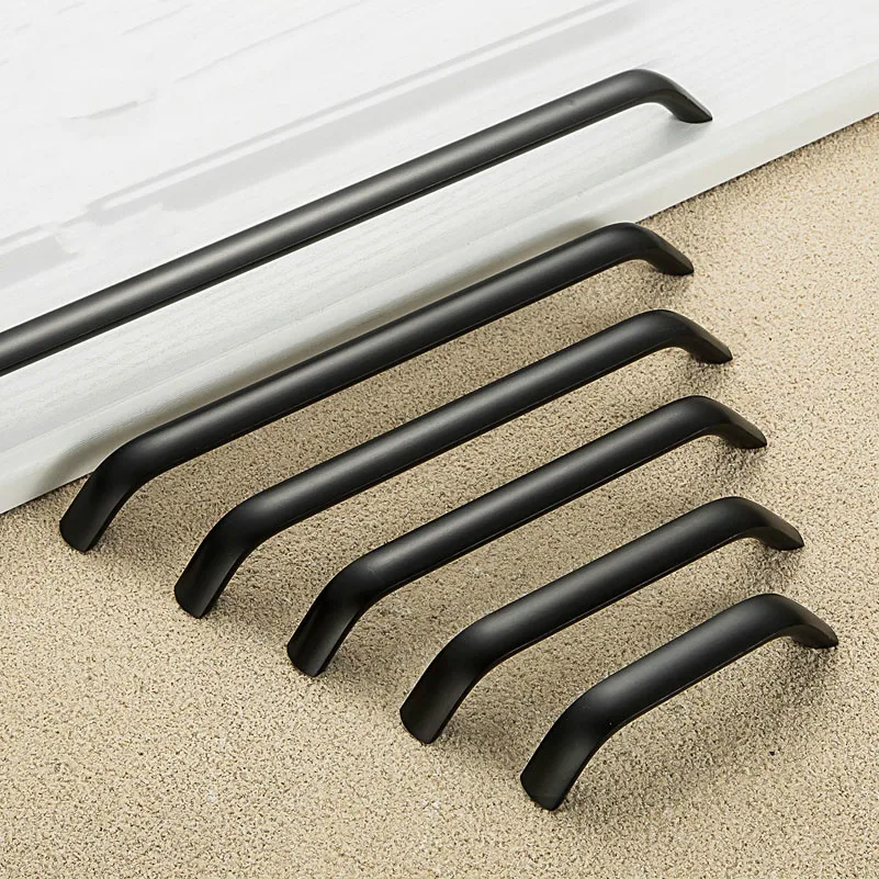 JD American Style Black Solid Space Aluminium Alloy Handles Cabinet Handles Drawer Knobs Door Pulls Furniture Handle Hardware