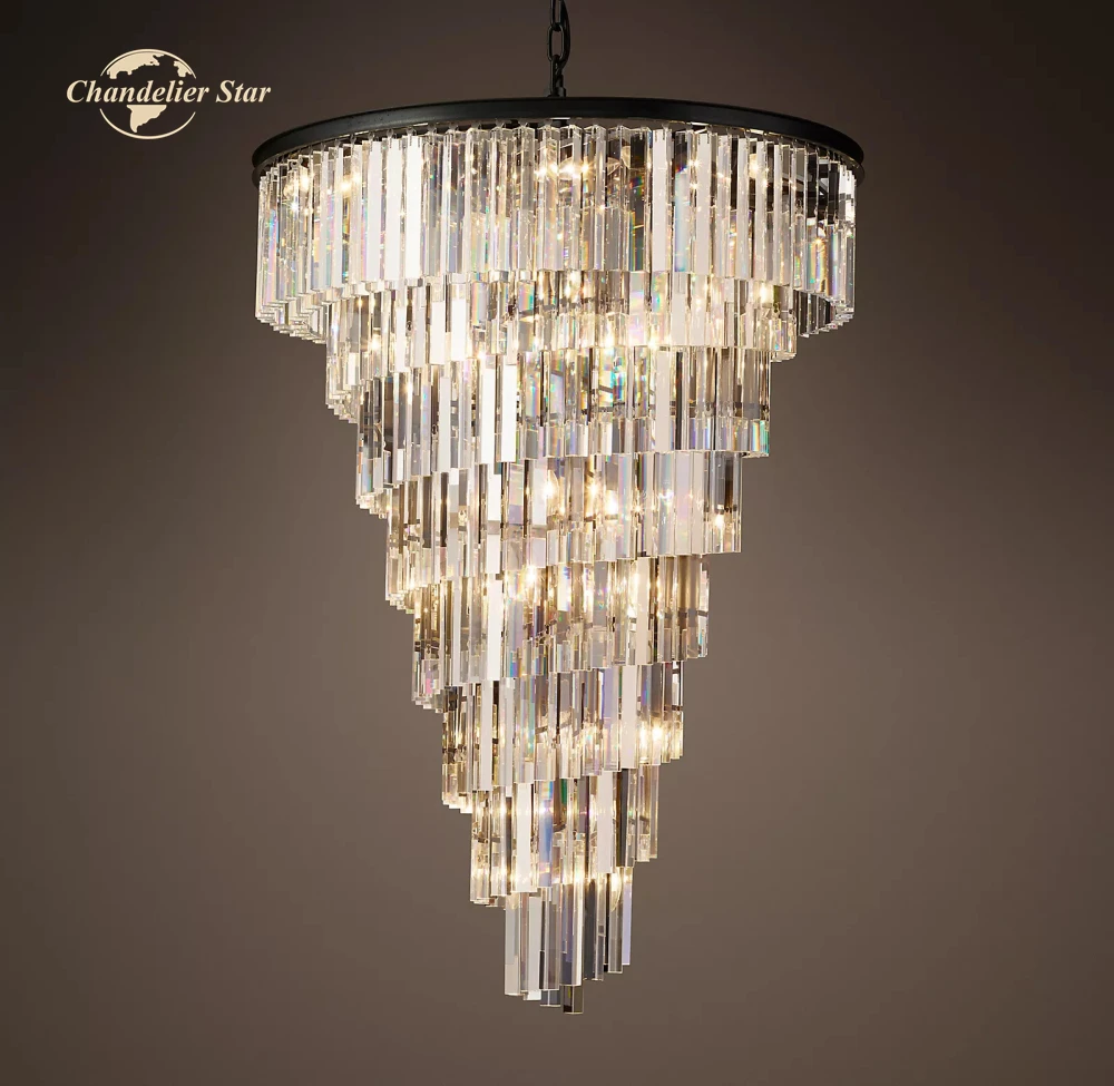 Modern Round Crystal Chandeliers Large LED Helix Chandelier Decoration Living Room Staircase Dining Room Pendant Lights