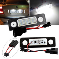 2X White Canbus Error Free LED License Number Plate Light for Skoda Octavia MKII 1Z A5 09-13 Roomster 5J 06-10 Rear Tag Lamps