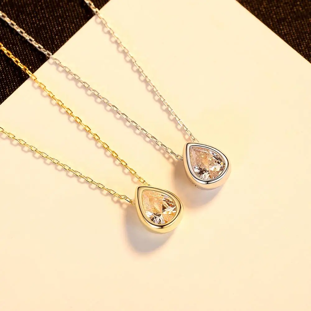 PAG&MAG Water Drop Cubic Zirconia Earrings Necklace Set Real 925 Sterling Silver Jewelry Set For Women Bridal Wedding Jewelry