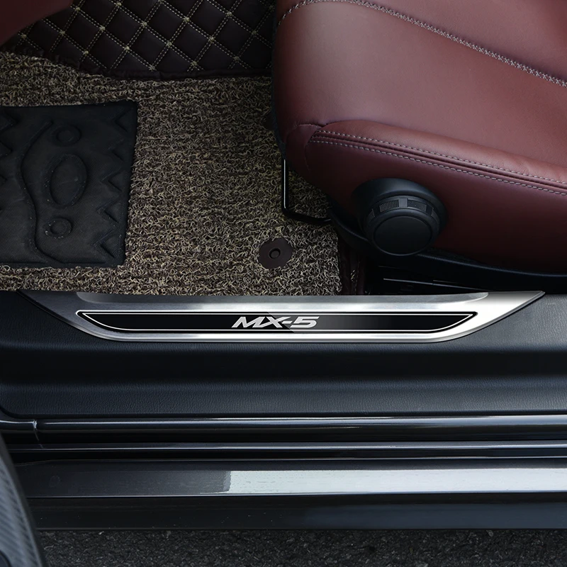 Stainless Steel Door Sill Protector Pedal Scuff Plate Cover Trims Accessoriess Car Threshold For Mazda MX-5 RF ND MX5