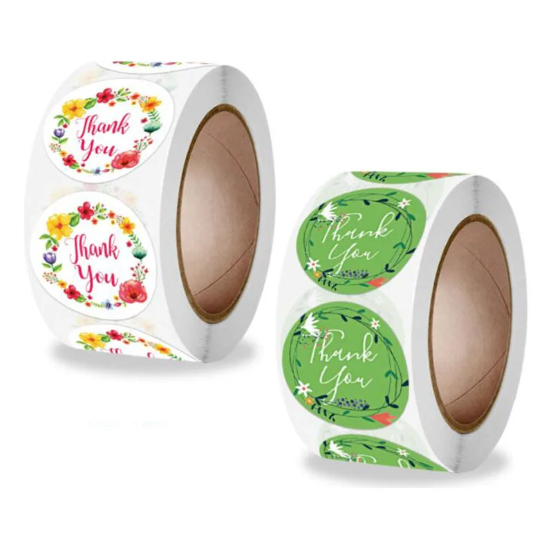 500 Pieces/Roll Child Reward Sticker Flower Thank You Sticker Label Wedding Party Craft Gift Decoration Stationery Sticker