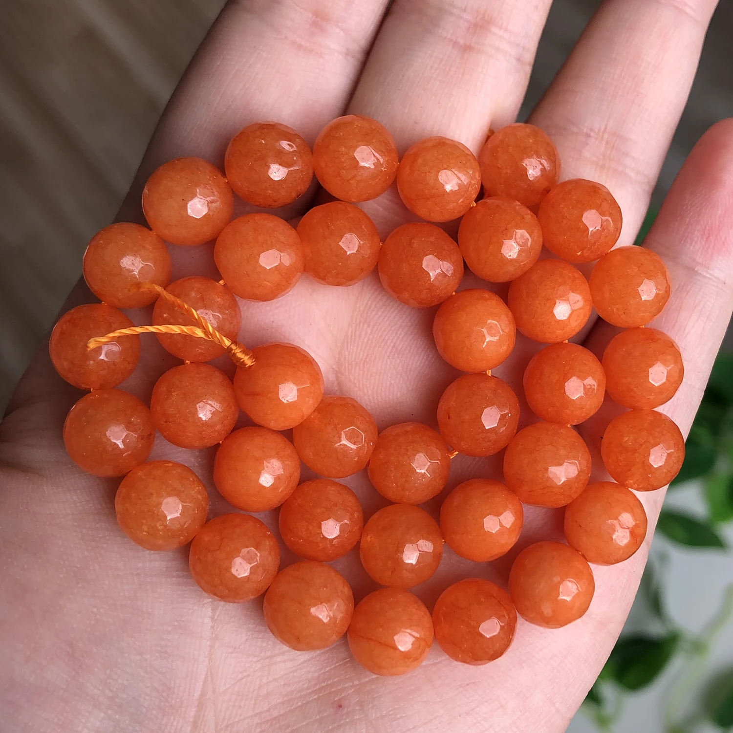 4/6/8/10/12mm Orange Faceted Chalcedony Jades Natural Stone Beads Round Loose Beads for Jewelry Making DIY Bracelet Wholesale