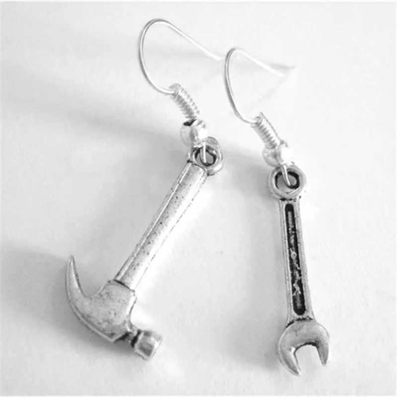 Tool Jewelry -  Miniature Tool Earrings - Wrench Jewelry - Hammer Earrings - Handmade Jewelry - Man Spanner Earrings