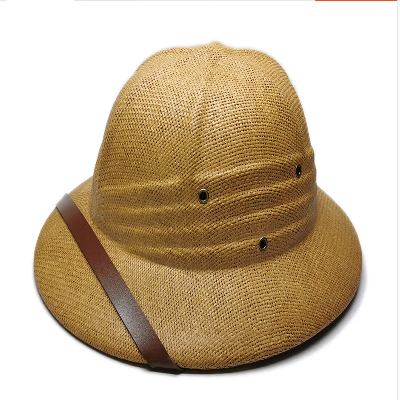 RUHAO Summer Men's Straw Hat Sun Hat Sun Hat Dad Rowing Bucket Safari Jungle Miner Cap British British Soldier Army Cap