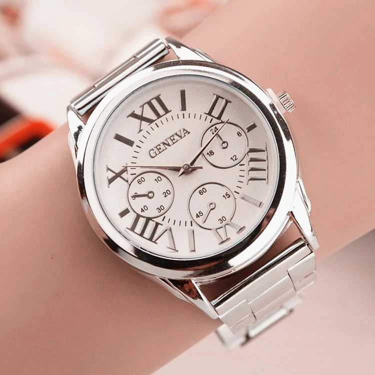 2023 New Famous Brand Geneva Rosy Gold Casual Quartz Watch Women Full Stainless Steel Dress Watches Relogio Feminino Hot Clock