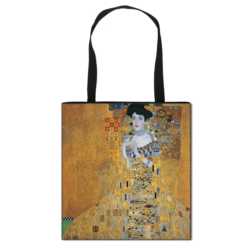 Oil Painting Tears / Kiss Shoulder Bag Women Fashion Famous paintings Handbag Ladise Canvas Shopping Bag Big Capacity Totes