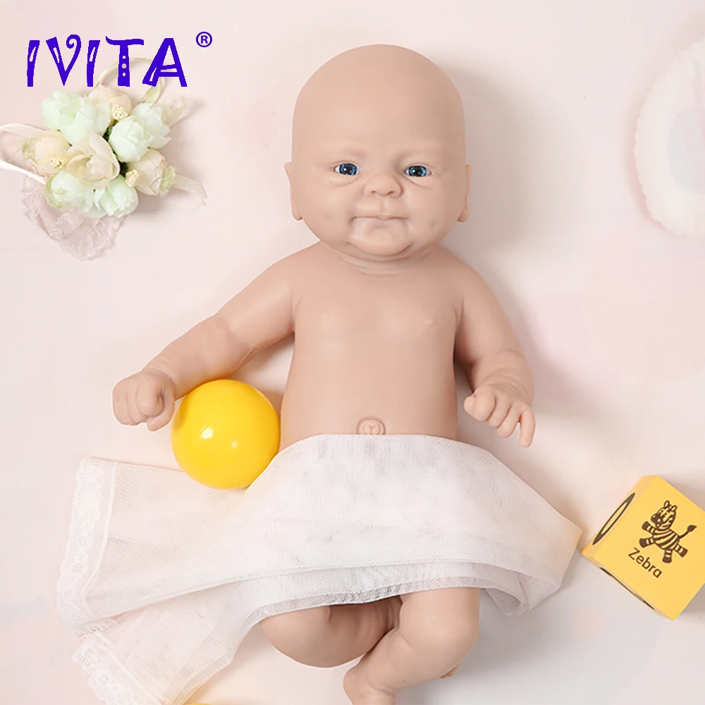 IVITA WB1512WS 36cm(14inch)1.65kg Silicone Bebe Reborn Doll with Eyes Realistic Unpainted Boy Baby Dolls for Children Xmas Toys