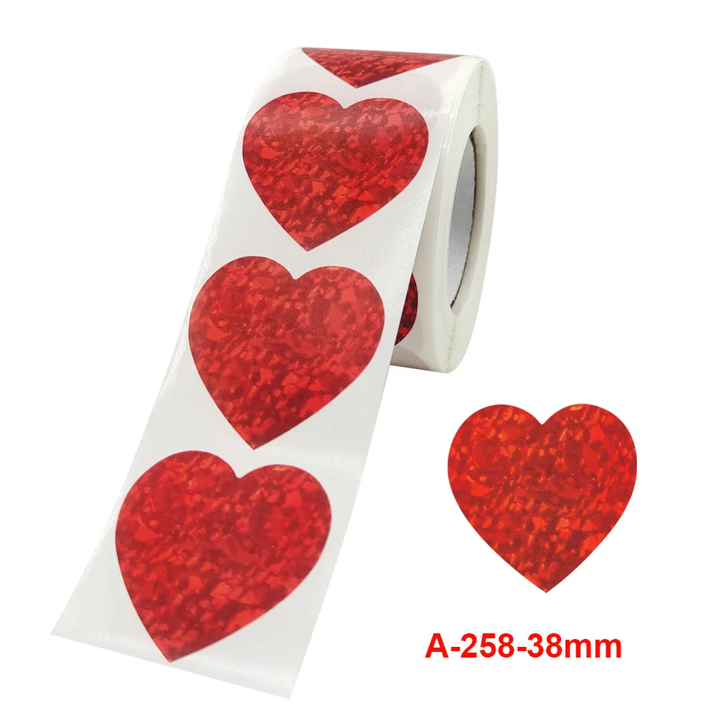 500 Pcs/Roll Love Heart Round Shaped Sticker Scrapbooking Package Gift Packaging Seal Labels Birthday Party Supply Stationery