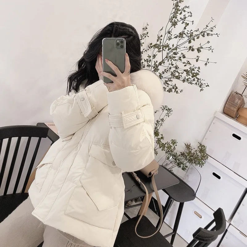 Down Boollili Duck Jacket Women Clothes 2023 Winter Coat Women Korean Fox Fur Collar Hooded Puffer Jacket Women Warm Parka