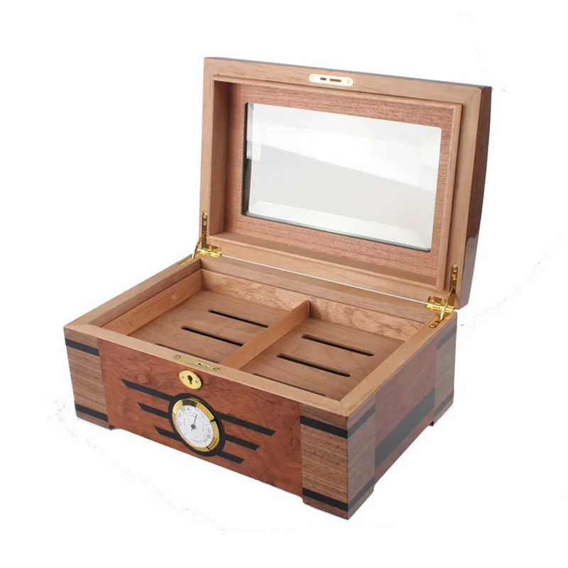 B-0064-8 Creative Cedar Wood Cigar Humidifier Double-layer Large-capacity Home Cigar Humidifier Gift Box