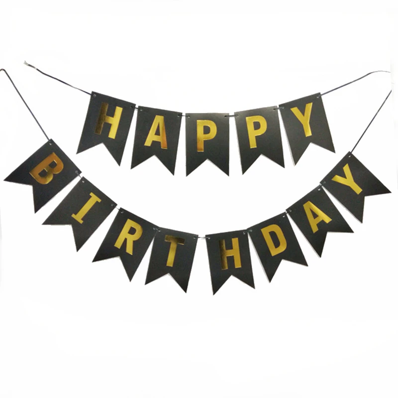 Birthday party decoration swallowtail hot stamping flags happy birthday lettering banners