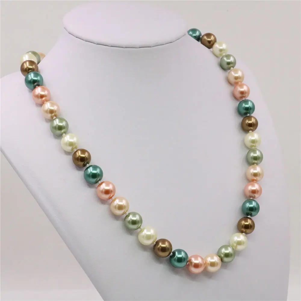 10mm South Shell Pearl Round Beads Necklace Magnet Clasp Beads DIY Jewelry Natural Stone Valentine\'s Day Gift