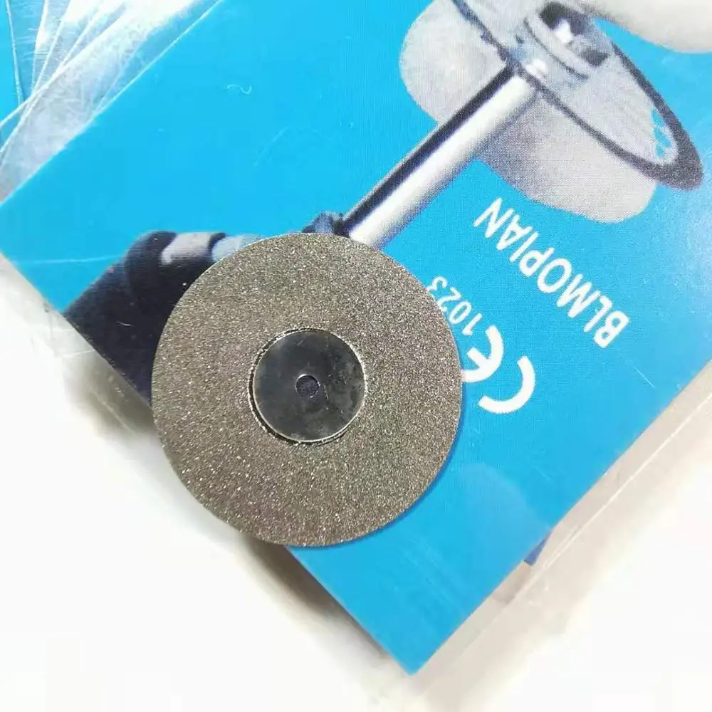 10pcs Dental Ultra-thin 0.15mm Double Sided Diamond Cutting Disc diameter 22mm with 2 mandrels