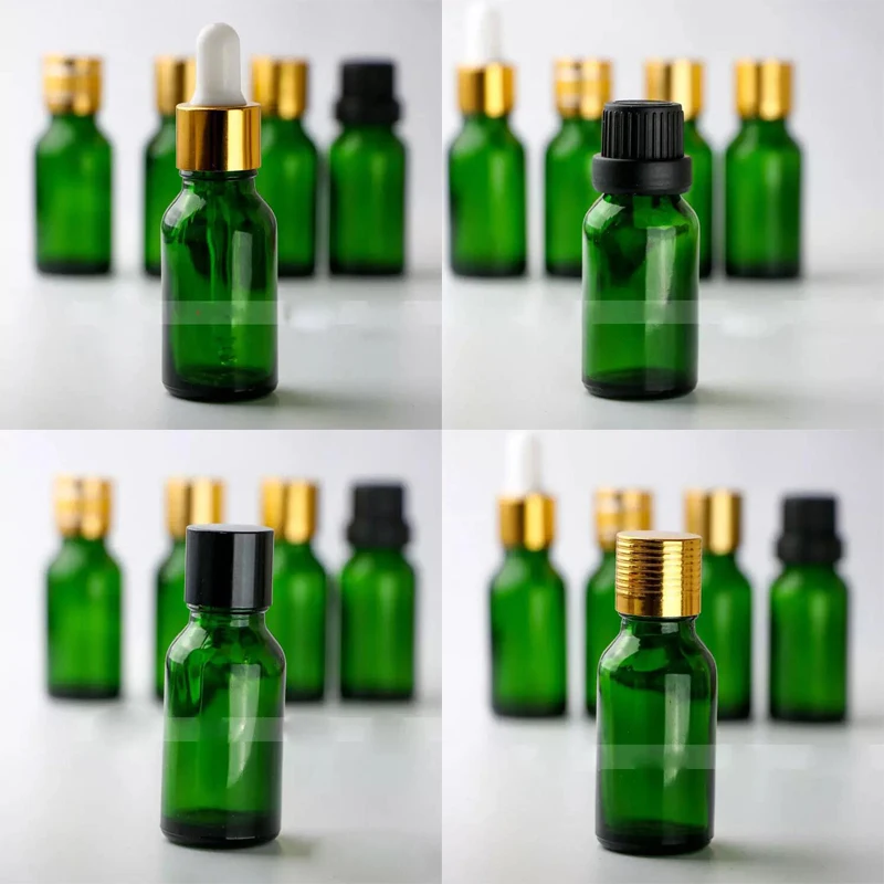 15ml Green Empty Glass Refillable Perfume Bottle 0.5 OZ Essential Oil Dropper Bottles 936pcs Lot Free Shipping