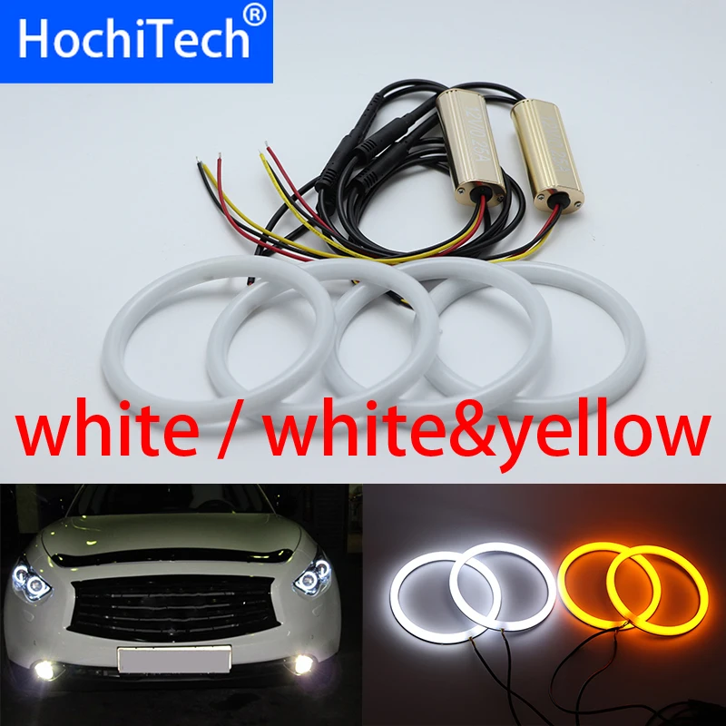 

For Infiniti FX QX70 FX35 FX37 FX50 2009-2013 White & yellow Cotton LED Angel eyes kit halo ring Turn signal light