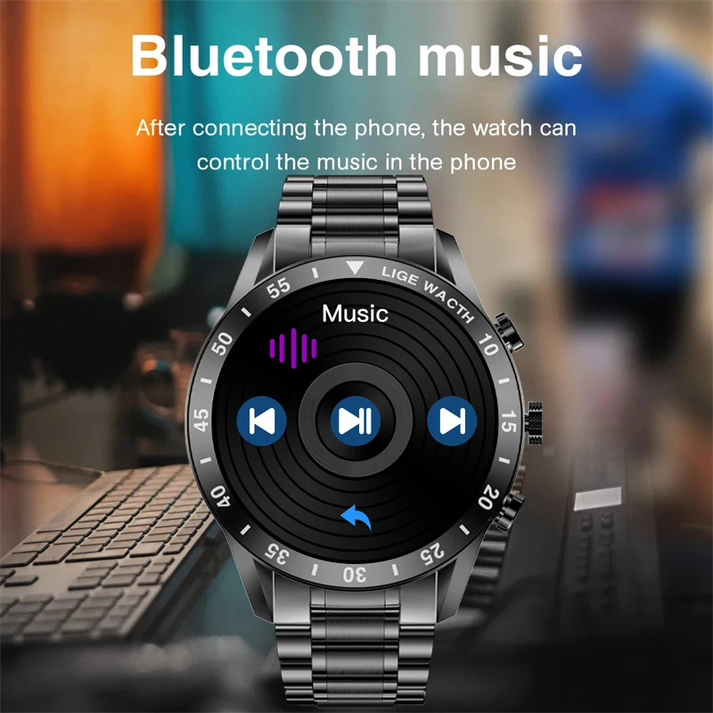 LIGE 2022 New Bluetooth Calling Smart Watch Men IP67 Waterproof Sports Fitness Watch for Android IOS Men Smart Watch 2022 + Box