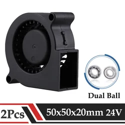2Pcs Gdstime 24V 5020 Turbine Blower Fan 50mmx20mm Dual Ball Bearing 3D Printer Cooling Fan DC Brushless Radial Radiator Fan
