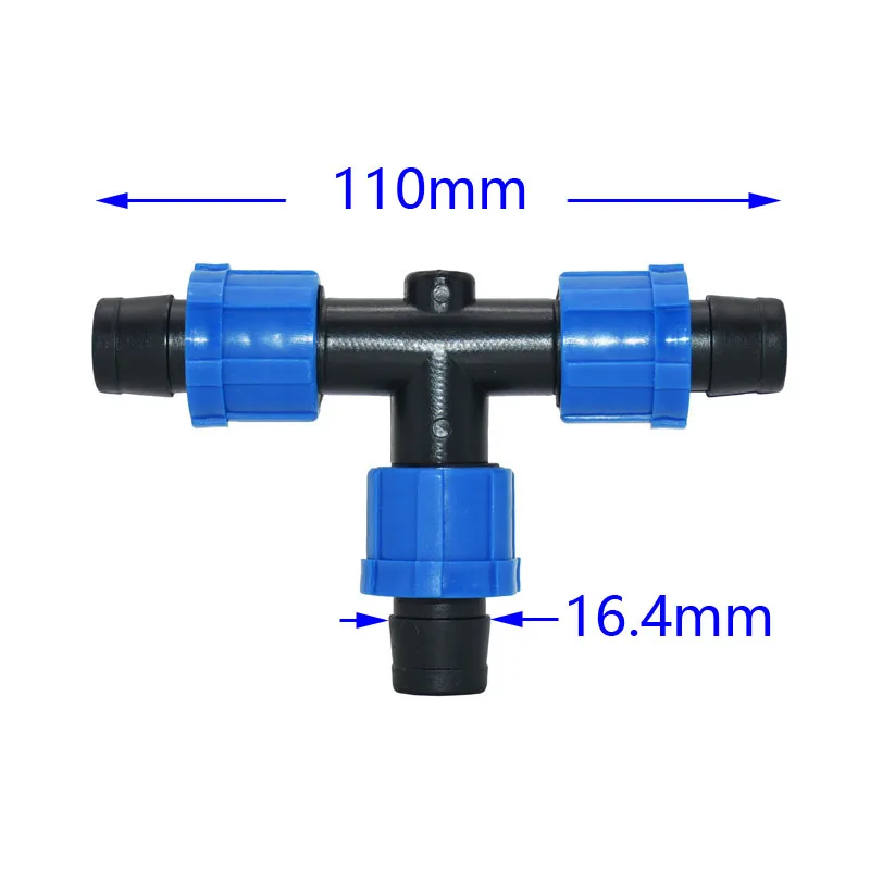 25pcs 16mm Drip Tape Connectors Elbow End Plug Straight Tee Water Splitter Fitting Adapter Hose Lock Nut