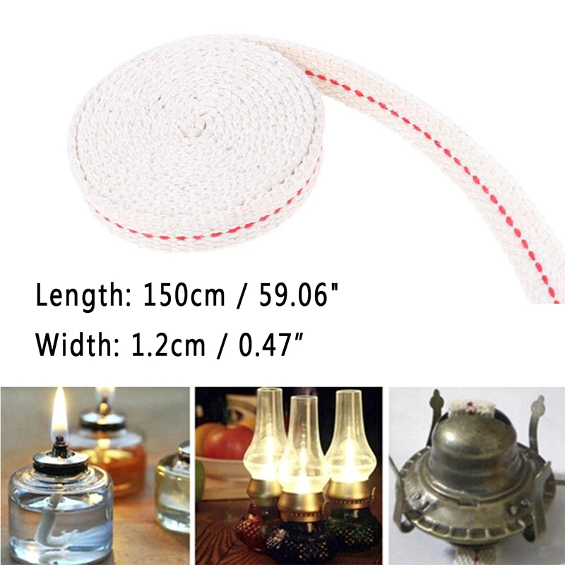 1.2cm*1.5m/Roll Oil Flat Cotton Wick for  Kerosene Burner Stove Lighting Lantern Oil Lamp Making