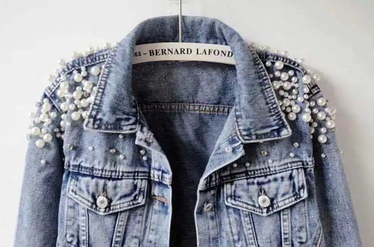 Gorgeous Luxe Denim Jacket with Pearl Personalized Bride Bridesmaid Jacket Bridal Party Custom Name Denim Jackets Gifts Bride