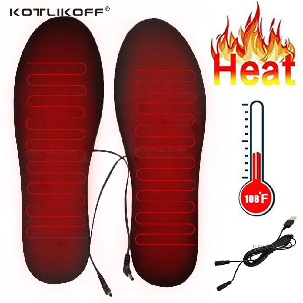 

USB Heated Shoe Insoles Electric Foot Warming Pad Feet Warm Sock Pad Mat Electrically Heating Insoles Washable Winter Thermal