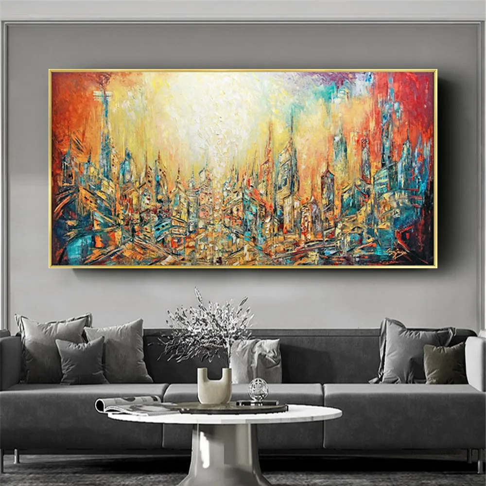 

Large Size Handmade Abstract Oil Paintings On Canvas Poster Photo Wall Art Pictures Colorful Flip Chart Mural Decor Living Room