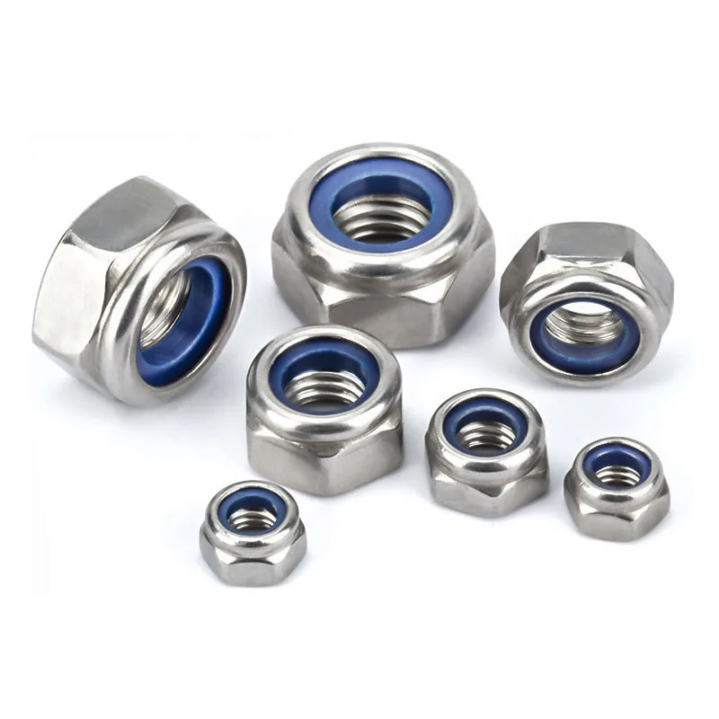 1-300pcs 304 Stainless Steel Nylon Lock Nuts DIN985 M1 M2 M3 M4 M5 M6 M8 M10 M12 M14 M16M18M20M30 Anti-loosing Self-locking Nut