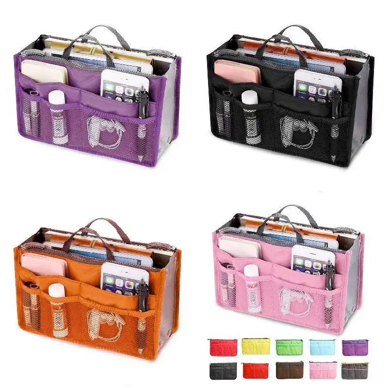 Portable Travel Insert Organizer Handbag Multiple Pockets Nylon Purse Large liner Women Lady Fashionable Makeup Organiser Bag