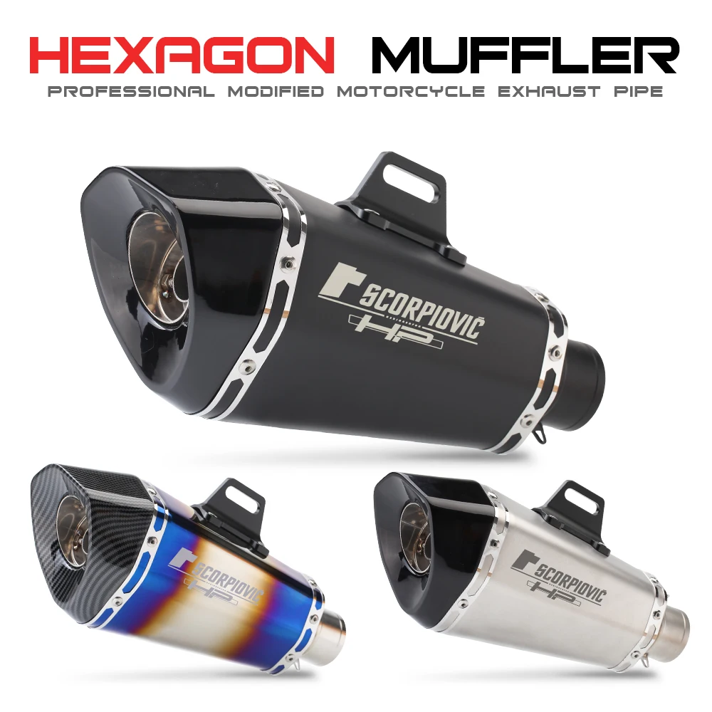 

Motorcycle modified exhaust pipe universal small hexagon muffler R6 FZ8 R25 MT07 MT09 YZF R1 R6 with DB Killer