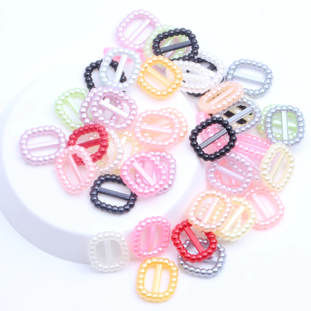 Imitation Pearls Beads Rectangle Buckle 12x10mm Heart-shaped 17x14mm Sewing Button Invitation Ribbon Slider DIY Material