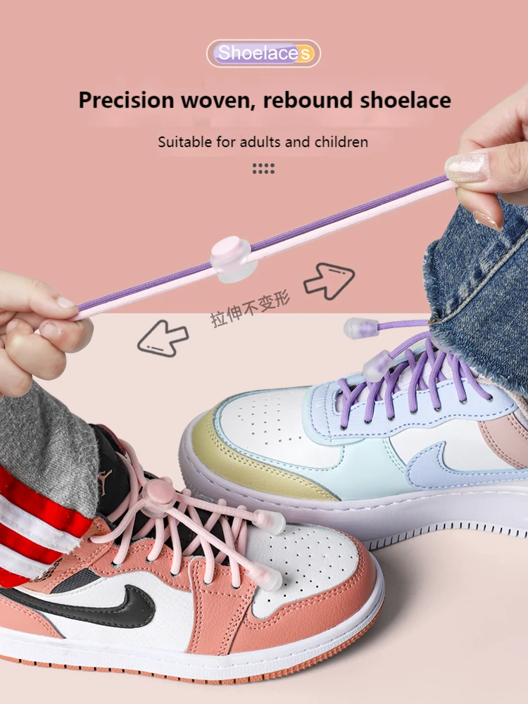 Lacci con chiusura a molla senza lacci Lacci elastici Sneakers Bambini Lacci per scarpe rapidi per adulti Elastici Rotondi Senza cravatta Scarpe con lacci