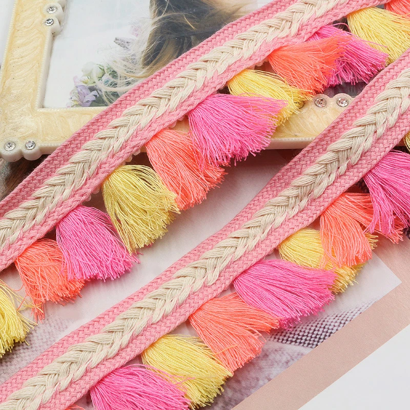 Tassel Lace Trim Polyester Tassel Fringe Trim Color Tassel Lace Ribbon Sewing Garment Accessory Clothing Curtain Home DIY Decor