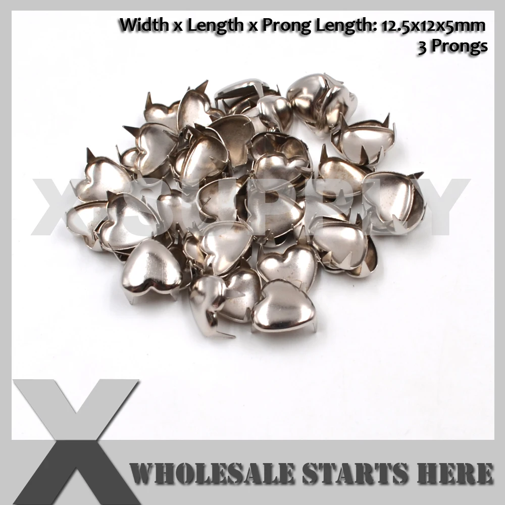 HEART Leather Nailhead Claw Prong Studs With 3 Prongs for Leather Craft/Bag/Shoe/Clothing