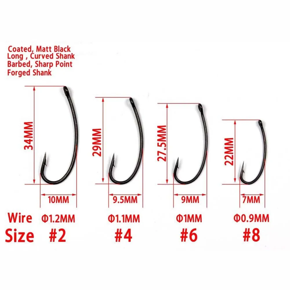 Bimoo 20pcs/pack Longshank Coating Carp Hooks Long Shank Carp Barbed Fishing Hooks High Quality Curved Shank Fish Hooks