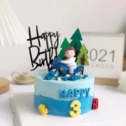 Motorcycle boy baby children man Happy Birthday Cake Topper for Baking Suplies Party Decoration Kids Sweet Gifts