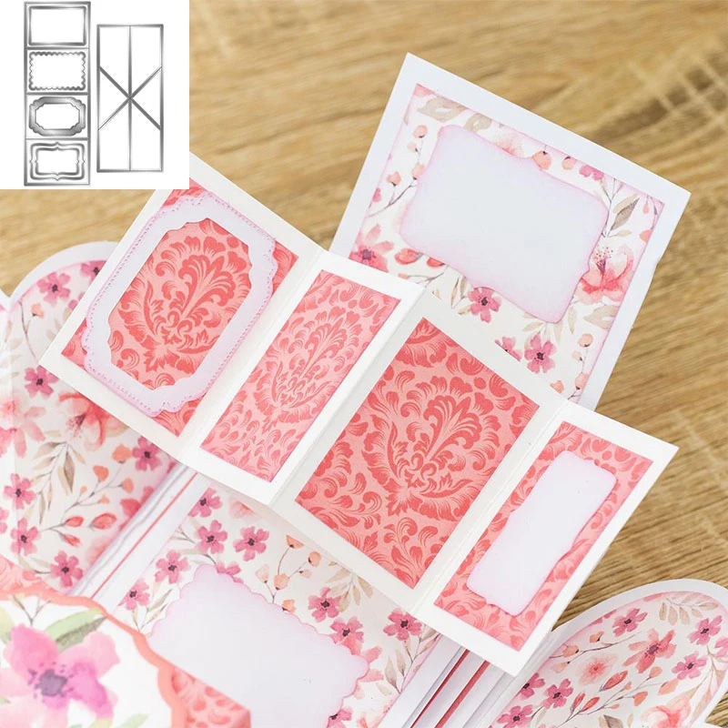 

Fold Greeting Card Combination Metal Cutting Dies Scallop Frame DIY Scrapbooking Craft Paper Album Making Template 2020 New