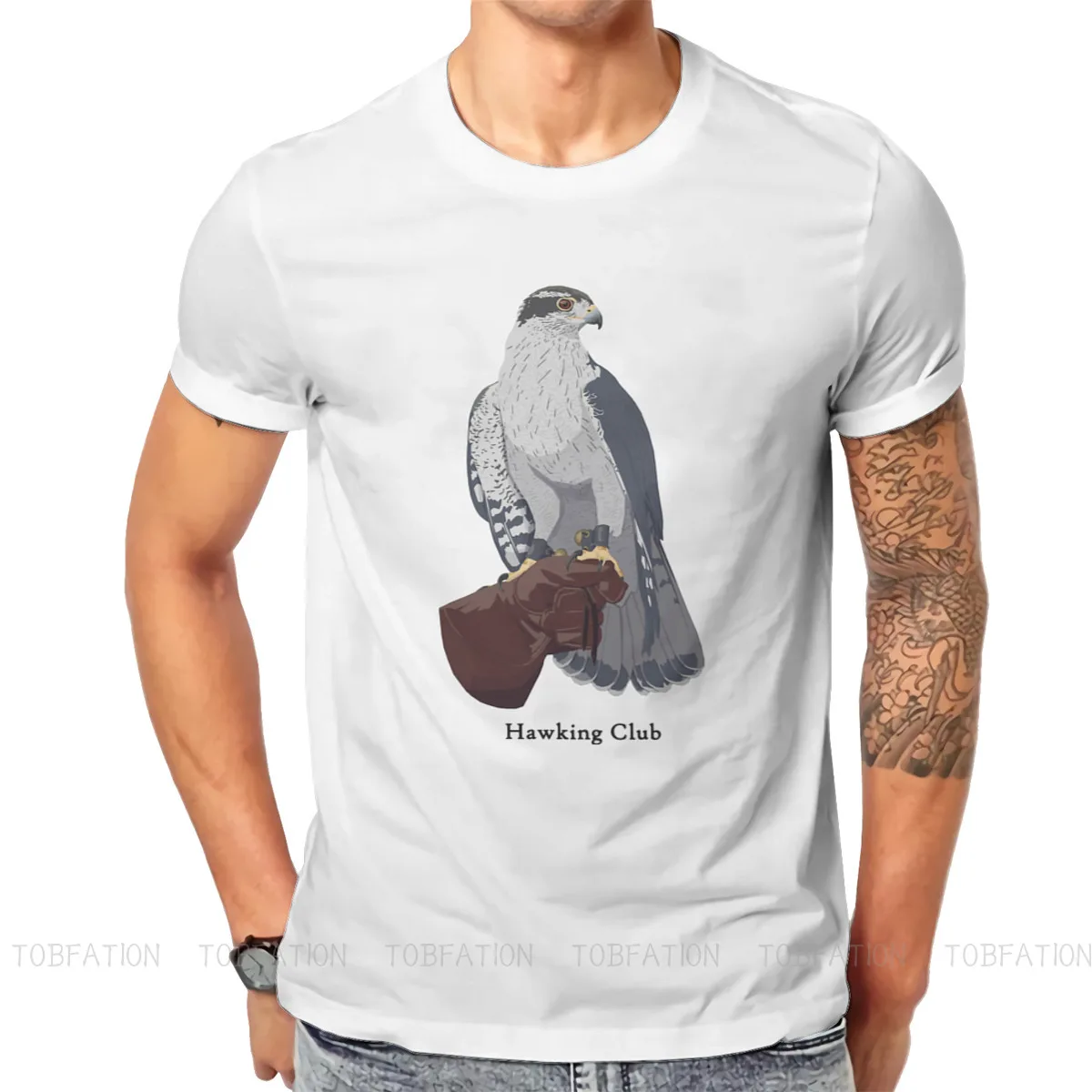 CHC Northern Goshawk Round Collar TShirt Falconry Austringer Hawk Fabric Classic T Shirt Men Tops New Design Fluffy Hot Sale