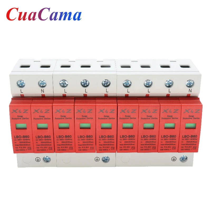 1Pcs AC SPD Surge Protector 2P 3P 4P Low Voltage Distribution Household Arrester Lightning Protection Device Switch Module LBO