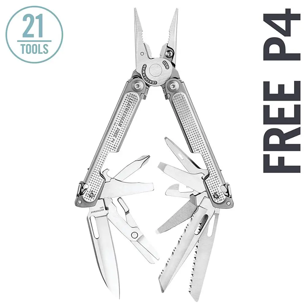 

LEATHERMAN - FREE P4 Multitool with Magnetic Locking, One Hand Accessible Tools and Premium Nylon Sheath and Pocket Clip