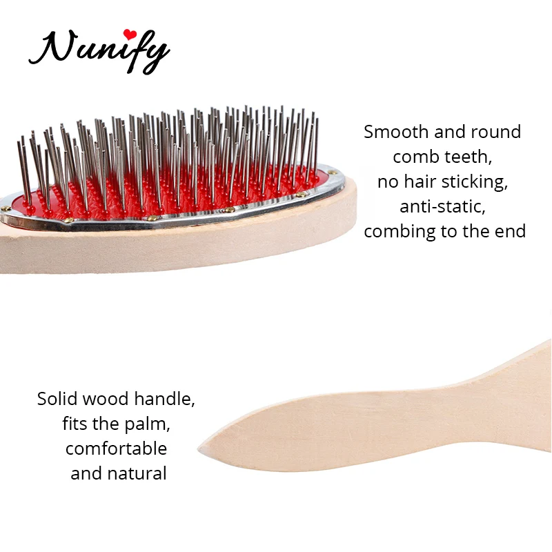 Nunify Large Wide Tooth Comb Metal Hair Brush Hair Wig Care Women Accessories Round Head Massage Brush Reduce Hair Loss Tool